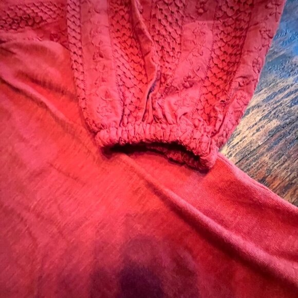 Loft Crochet Detailed Long Sleeve Red Cotton Peasant Blouse XS NWT - Picture 6 of 8